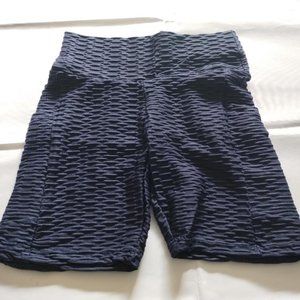 Fittoo Blue High Waisted Workout Biker Yoga Shorts